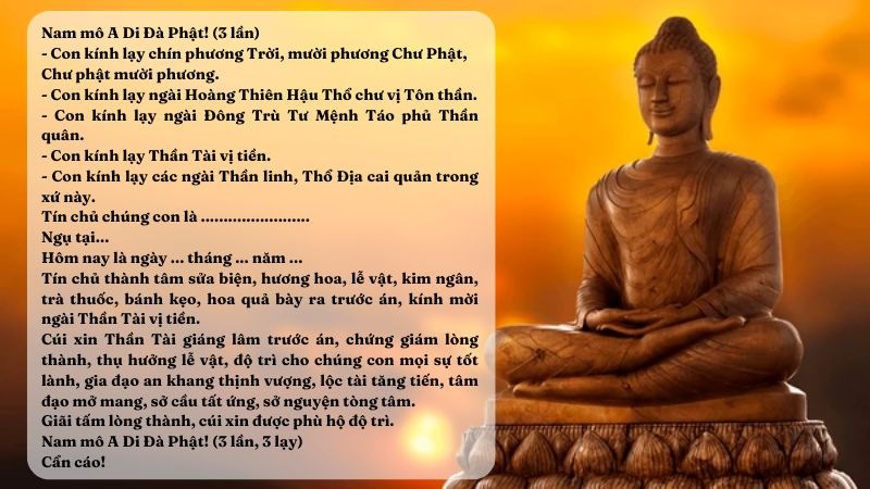 văn khấn mùng 1 tháng 12 âm lịch thần tài